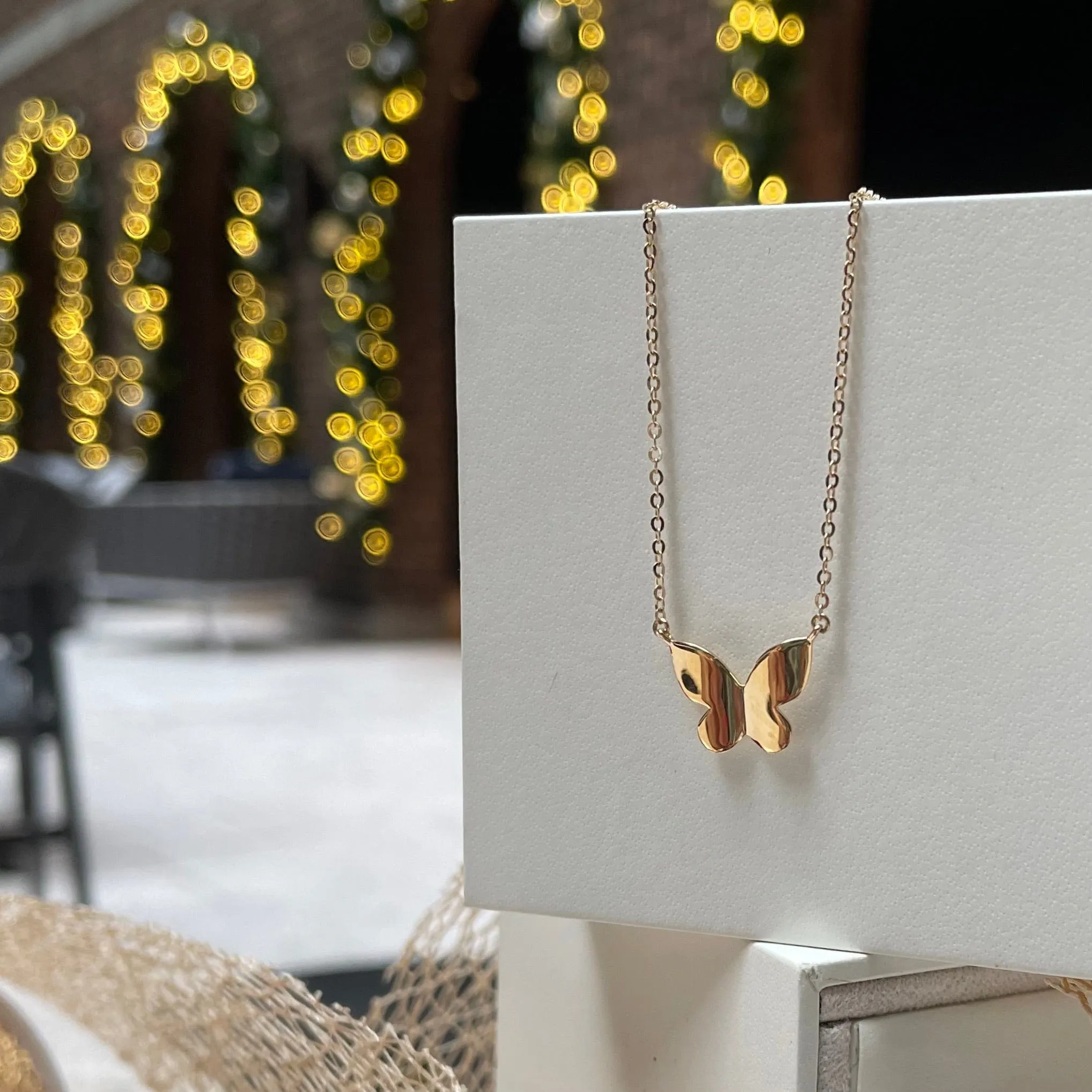 FANCIME "Dreamy Butterfly" 14K Yellow Gold Necklace