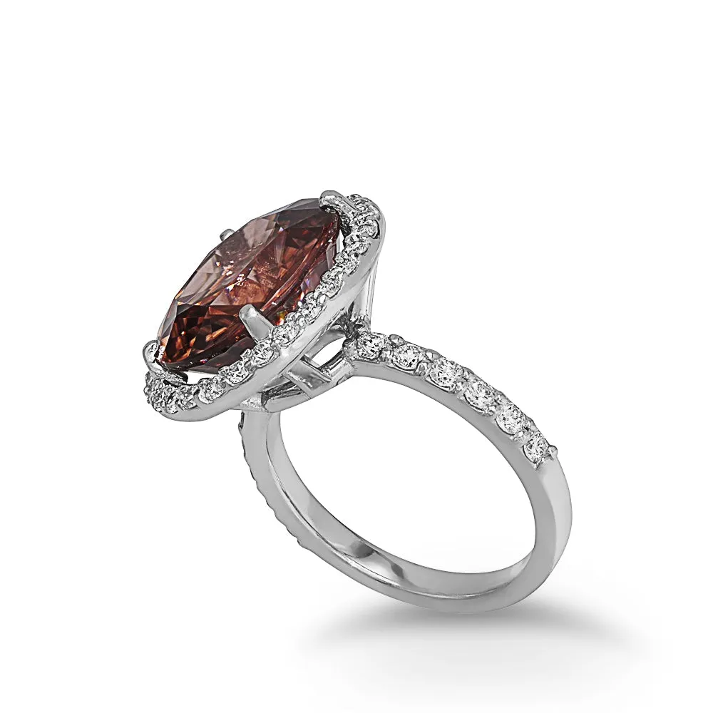 Fancy Color Zircon Ring With Diamonds