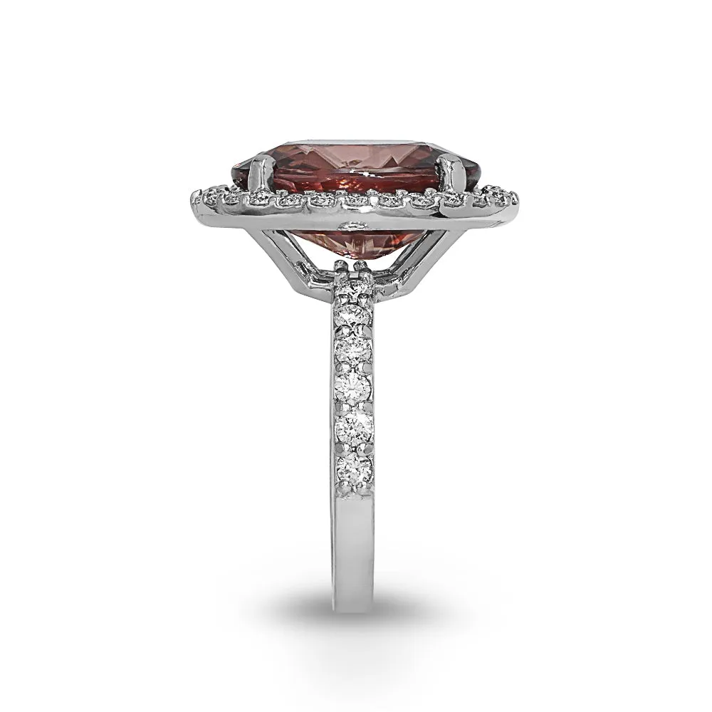 Fancy Color Zircon Ring With Diamonds