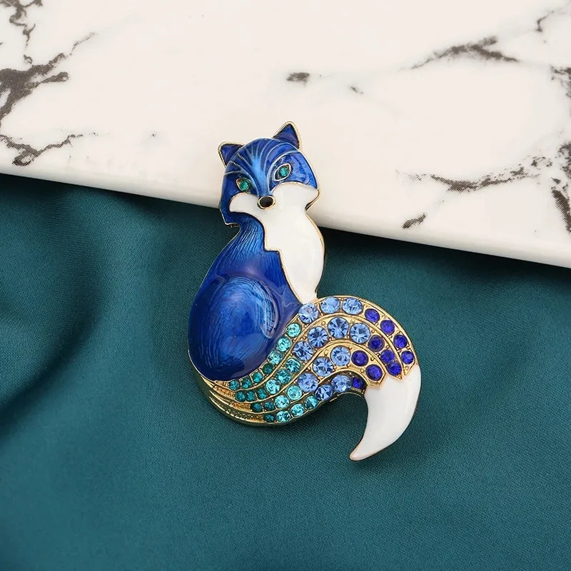 Fashion Pin Fox Alloy Rhinestone Enamel Unisex Brooches