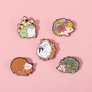 Fashion Pin Hedgehog Cat Frog Alloy Enamel Unisex Brooches