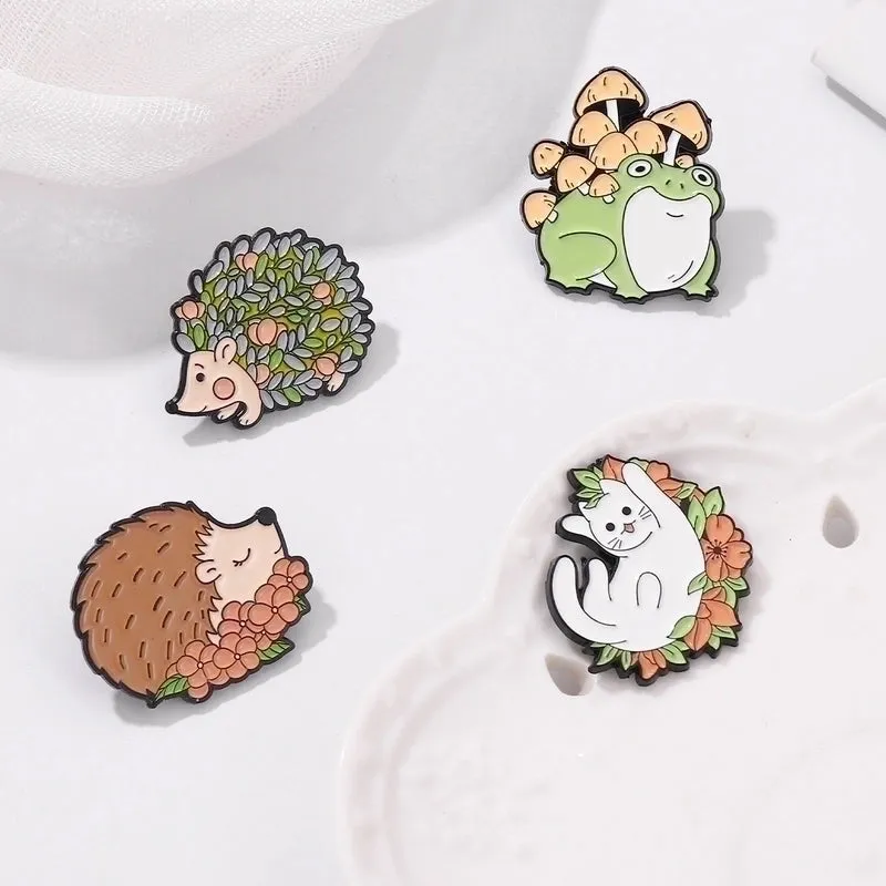 Fashion Pin Hedgehog Cat Frog Alloy Enamel Unisex Brooches