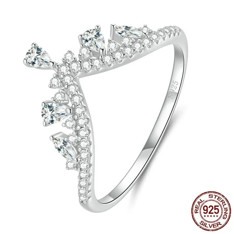 Geometric Promise Crown 925 Sterling Silver Ring