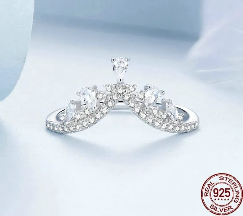 Geometric Promise Crown 925 Sterling Silver Ring