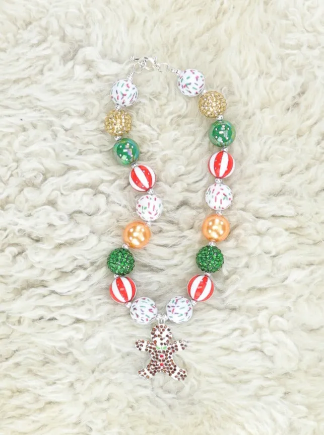 Gold & Red Gingerbread Bubblegum Necklace