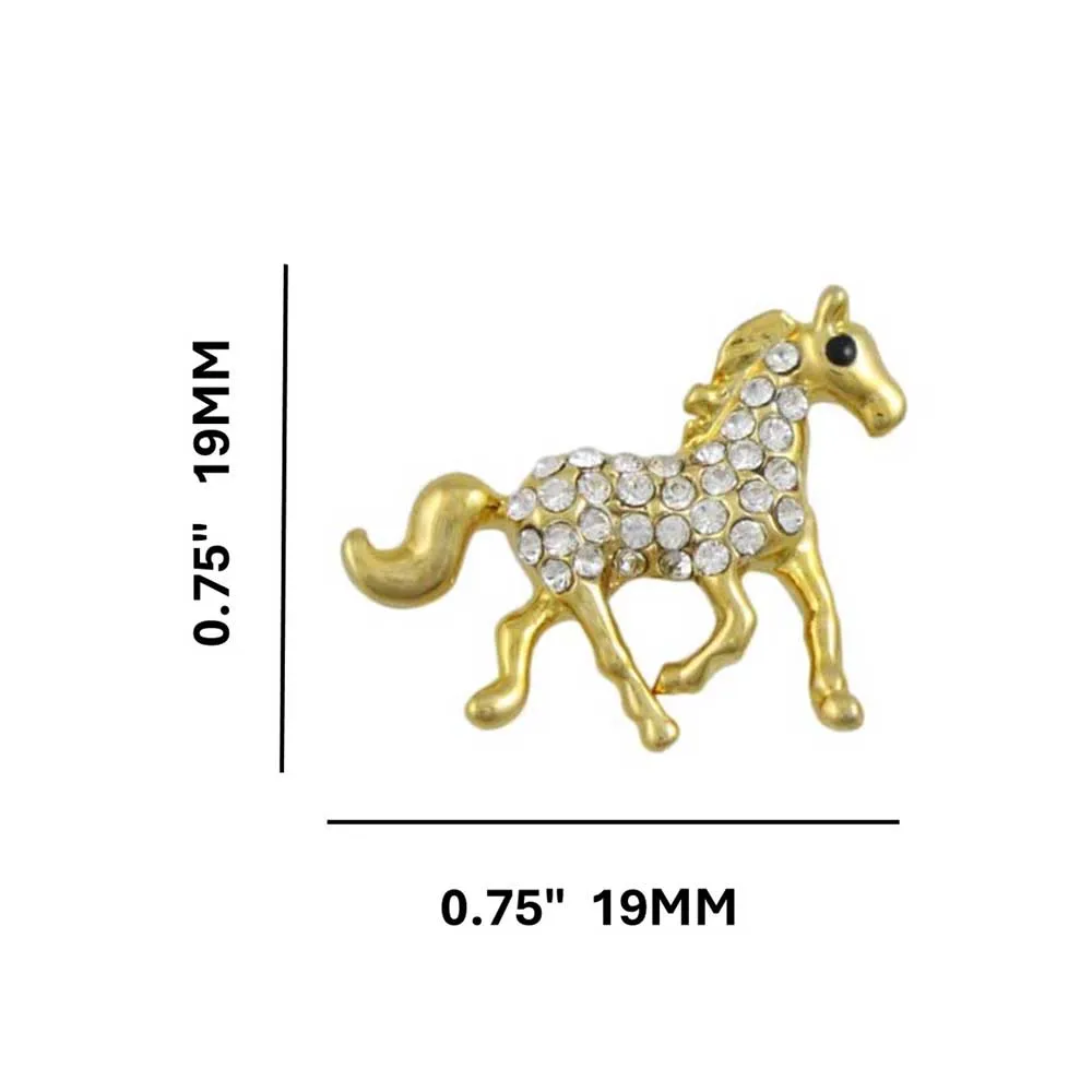 Gold and Crystal Running Horse Pierced Earring - REC539