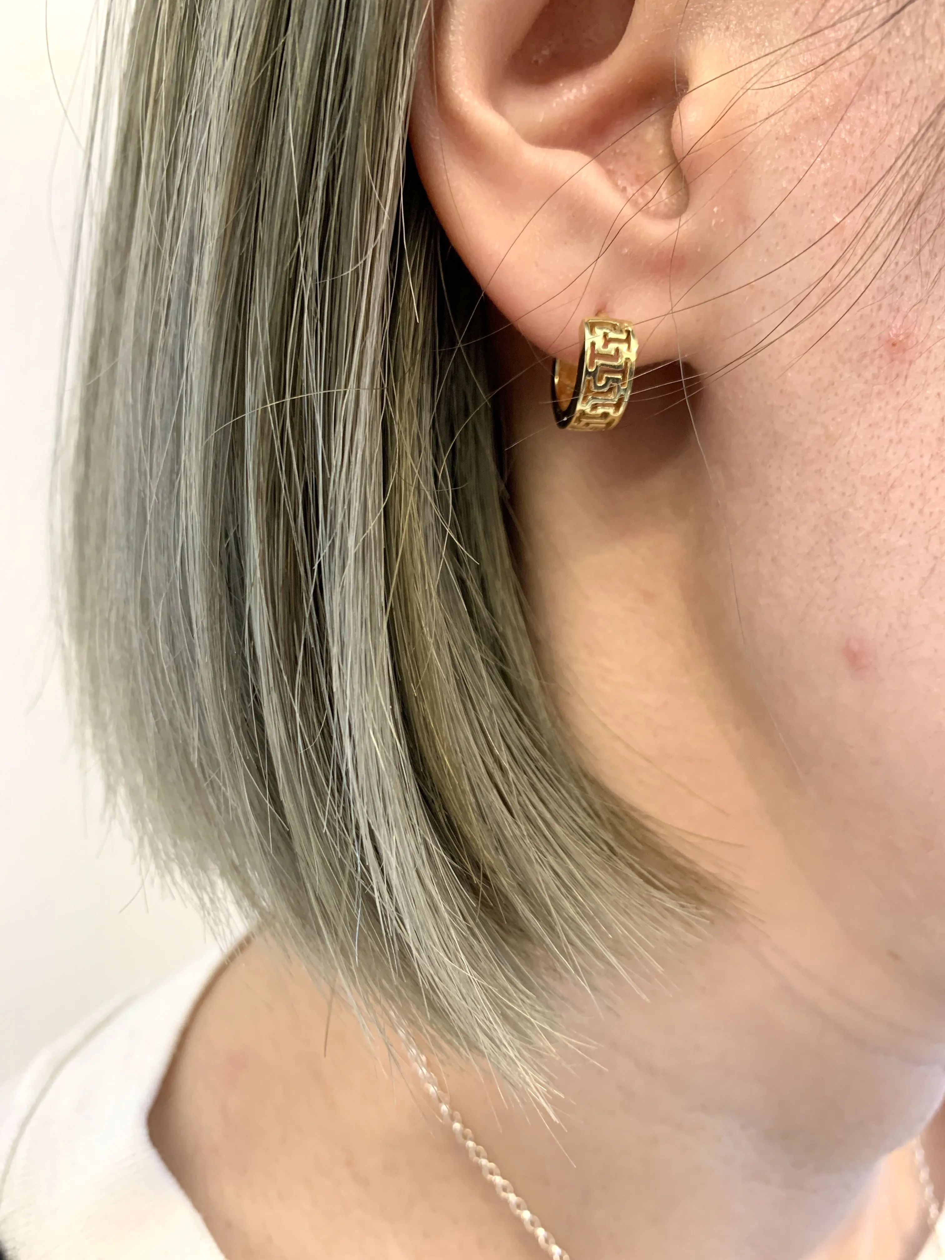 Gold Aztec Earrings - Wide Vintage Earrings - Gold Hoop Earrings