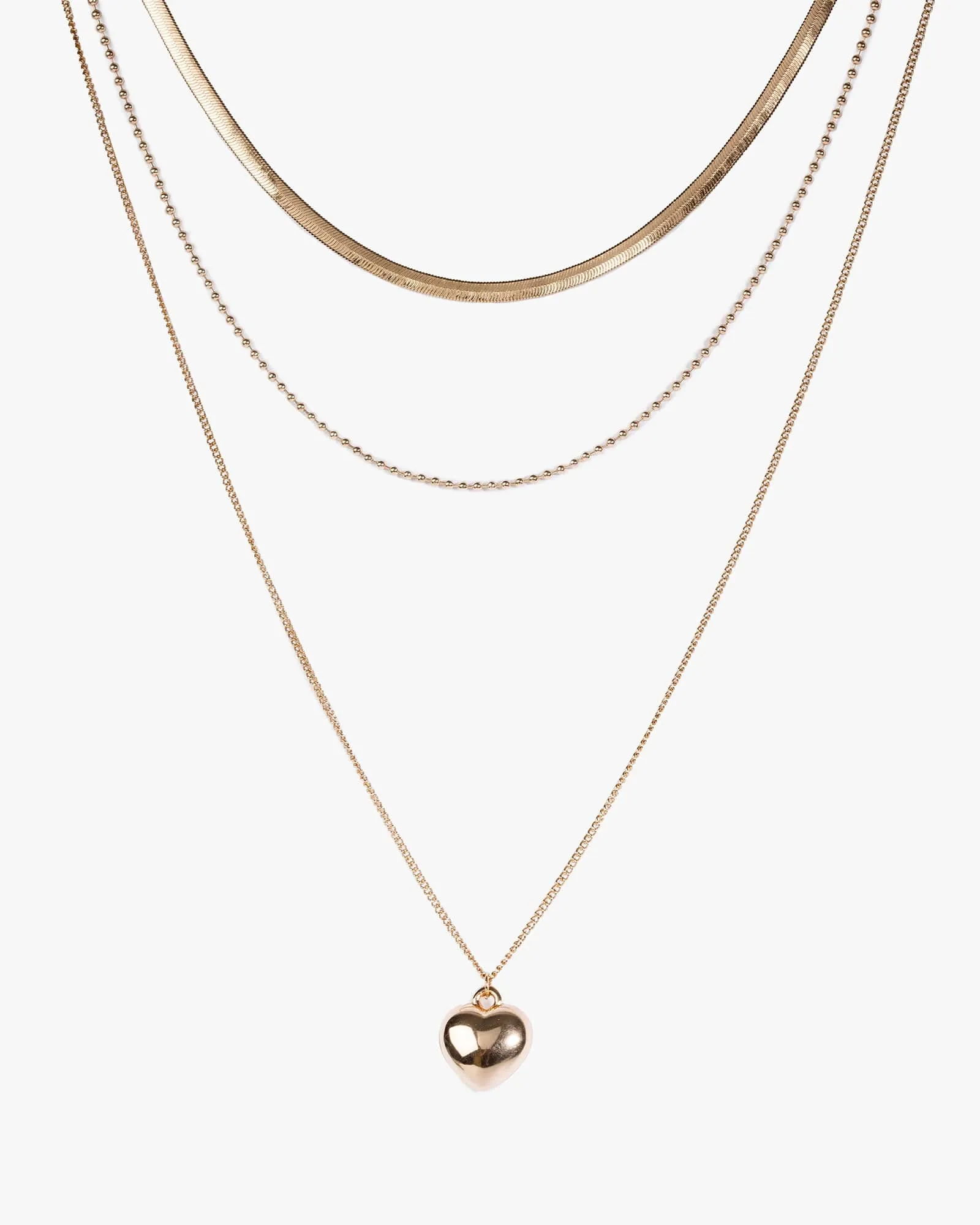 Gold Ball Chain Heart Necklace