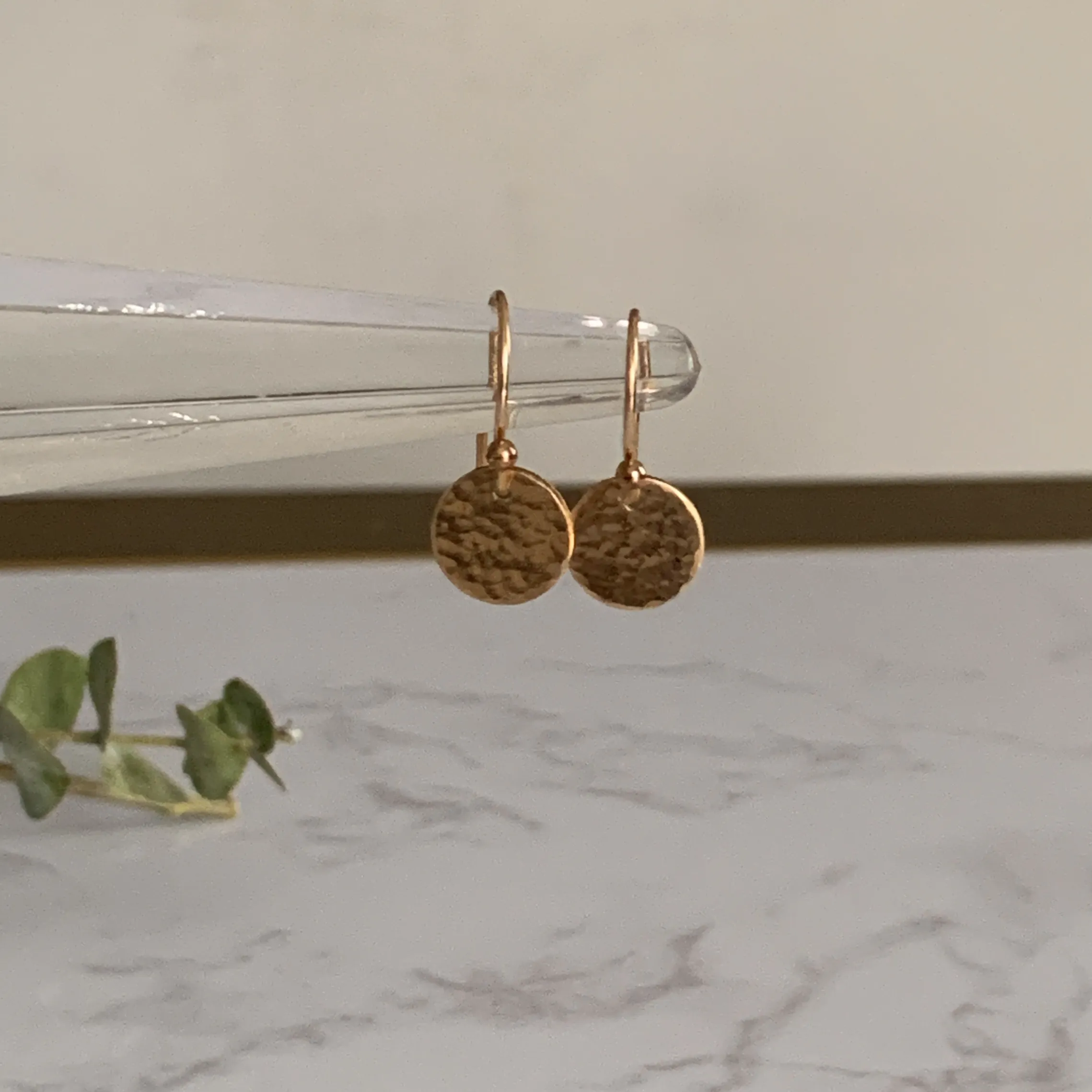 Gold Hammered Disc Earrings