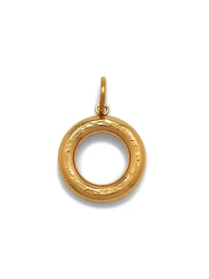 Gold Hammered Doughnut Necklace Pendant Charm