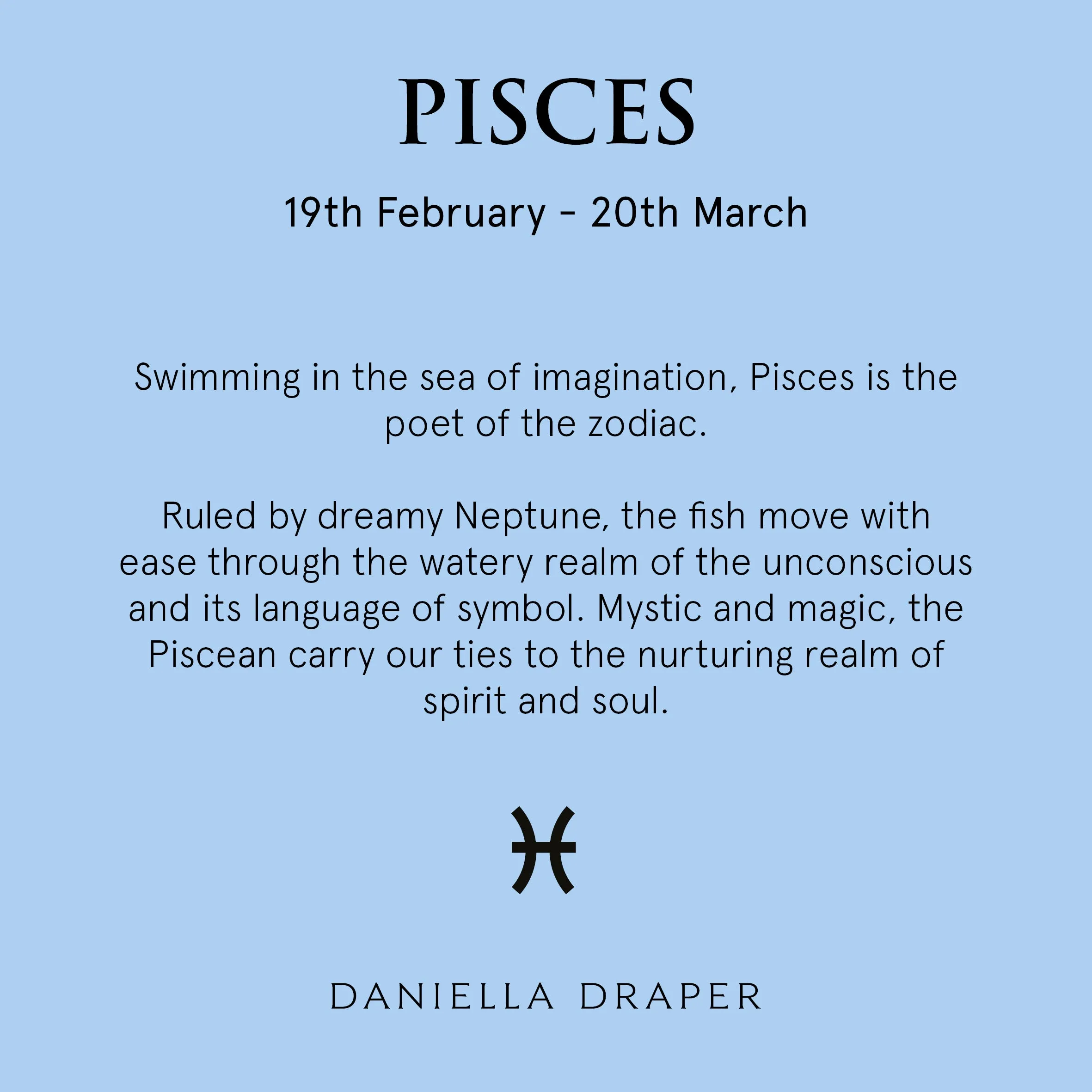 Gold Mini Pisces Horoscope & Aquamarine Birthstone Necklace