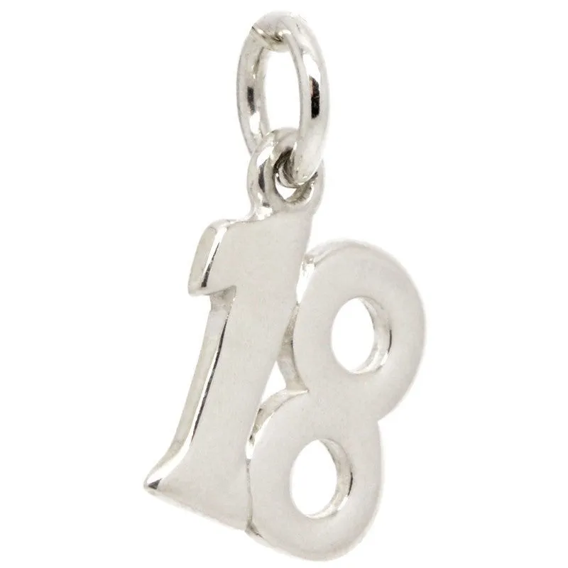 Gold Number 18 Plain Charm