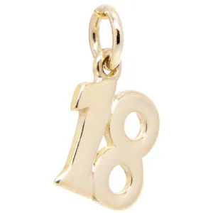 Gold Number 18 Plain Charm