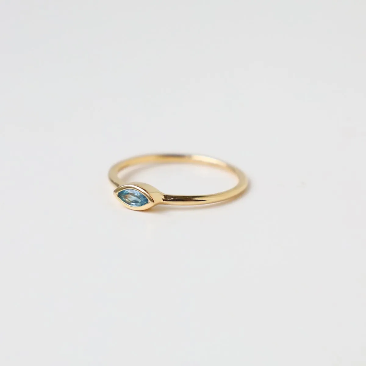 Gold Vermeil Bezel Set Marquis Blue Topaz Ring