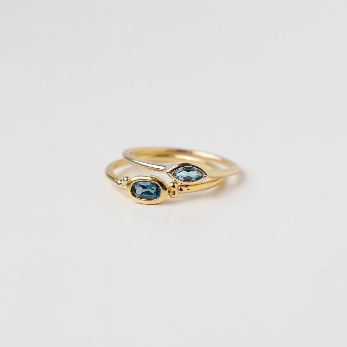 Gold Vermeil Bezel Set Marquis Blue Topaz Ring