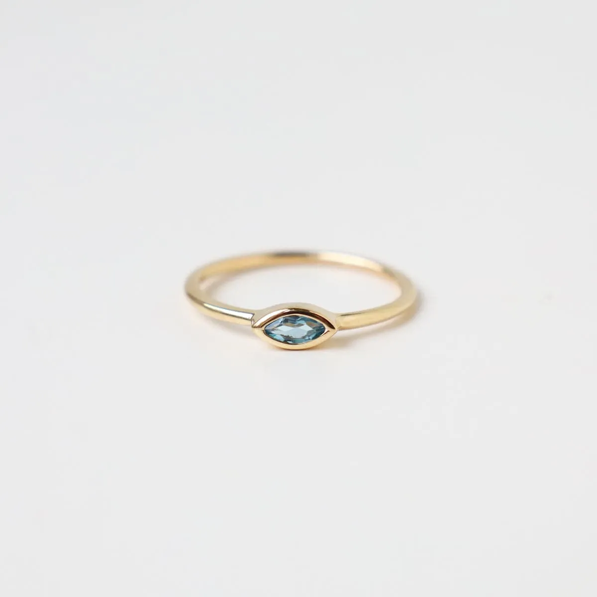 Gold Vermeil Bezel Set Marquis Blue Topaz Ring