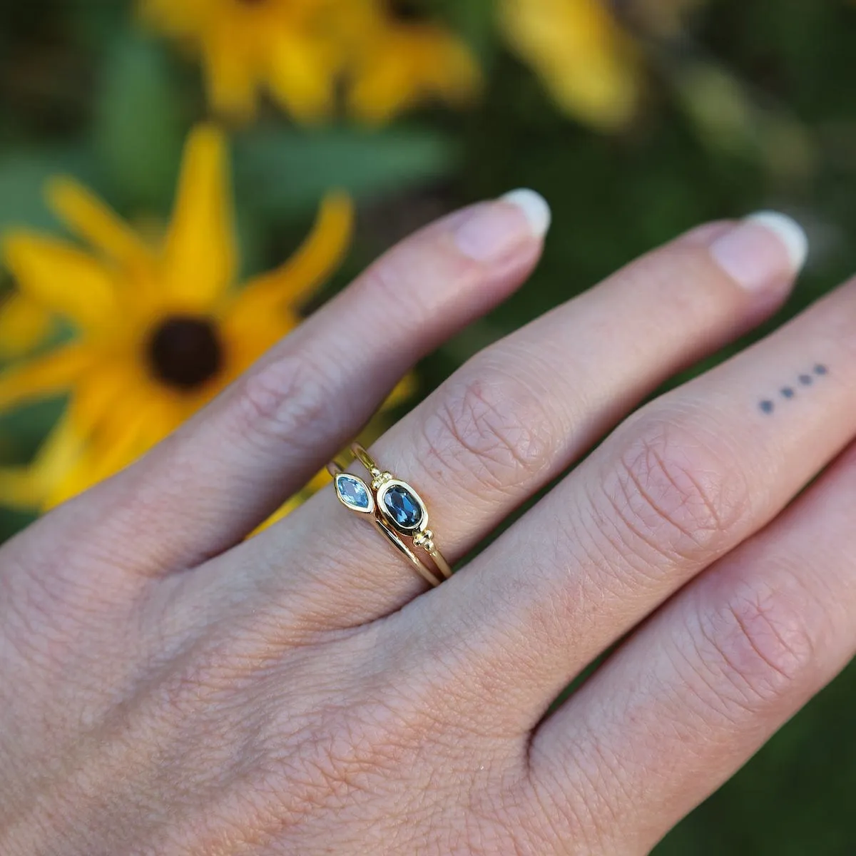 Gold Vermeil Bezel Set Marquis Blue Topaz Ring