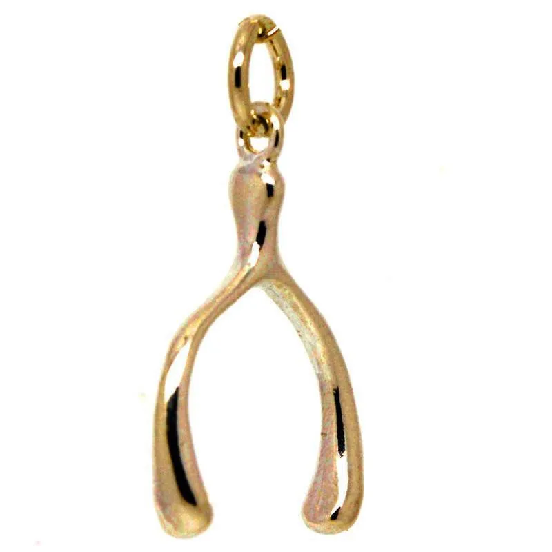 Gold Wishbone Charm