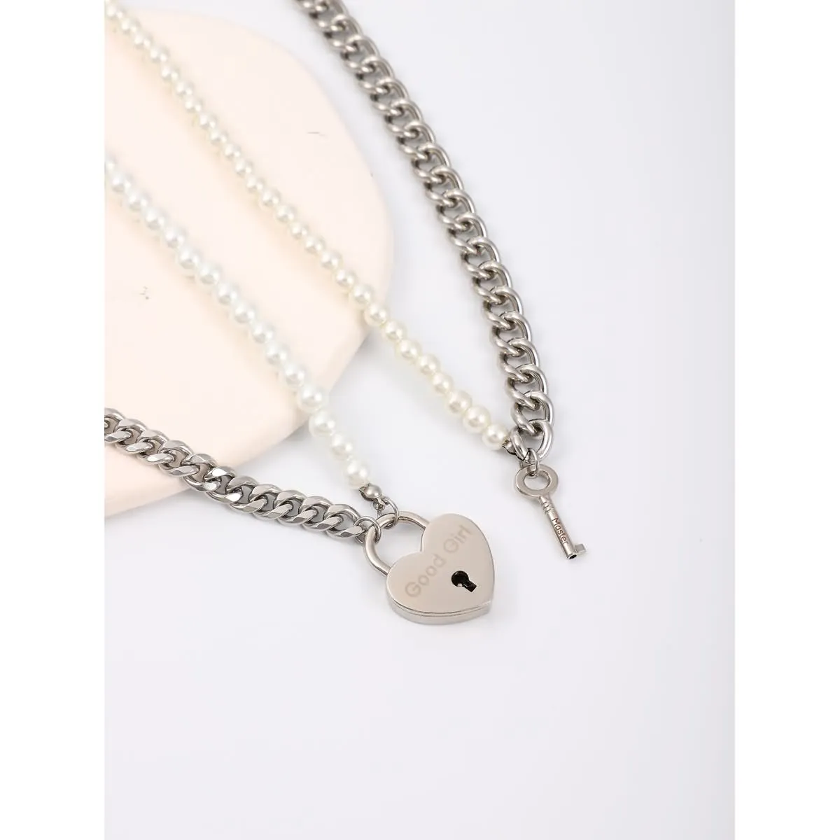 Good Girl and Master Heart Lock Key Pendant Necklaces