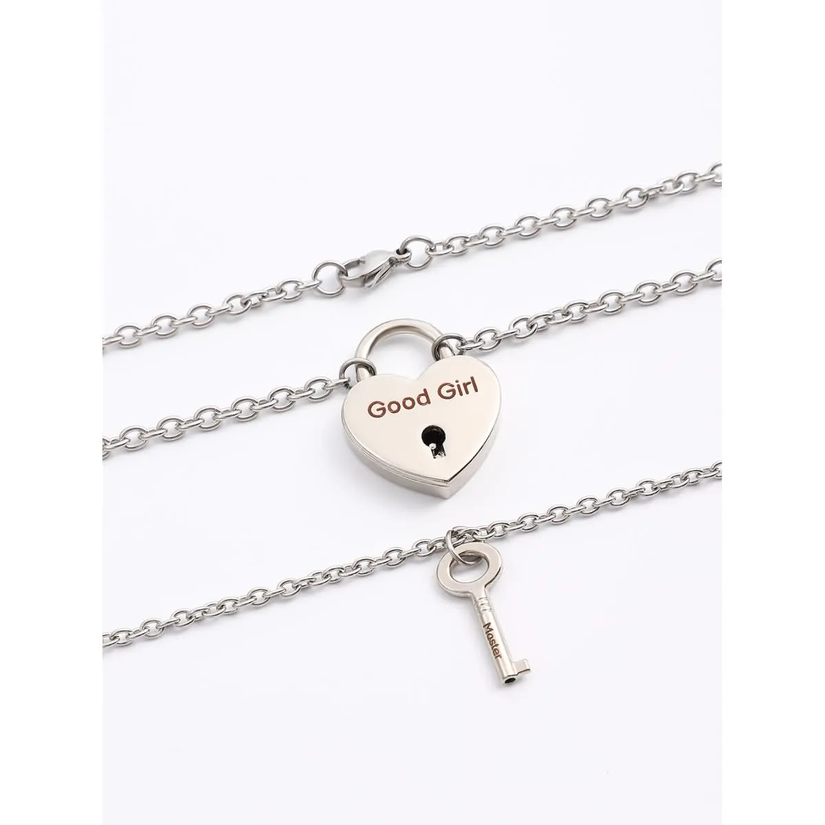 Good Girl and Master Heart Lock Key Pendant Necklaces