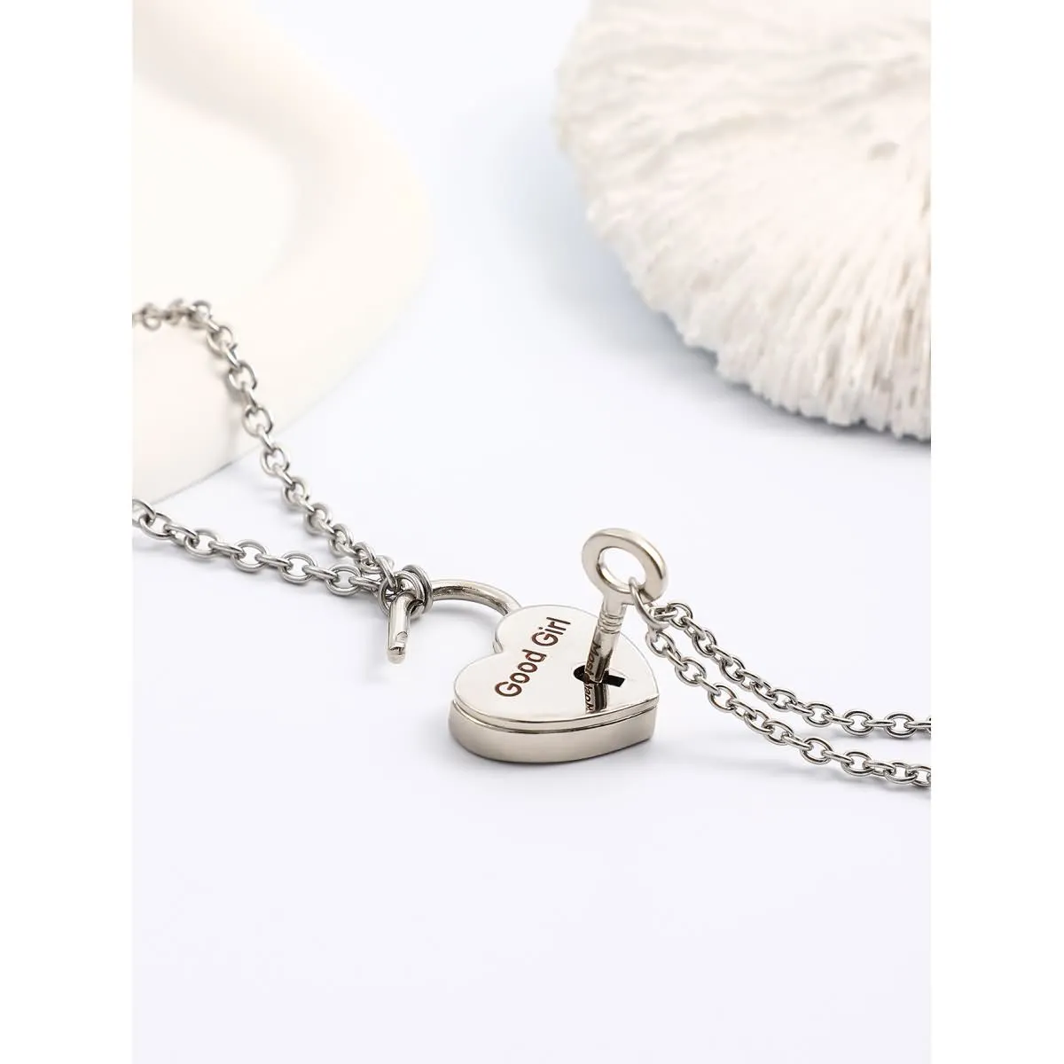 Good Girl and Master Heart Lock Key Pendant Necklaces