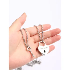 Good Girl and Master Heart Lock Key Pendant Necklaces