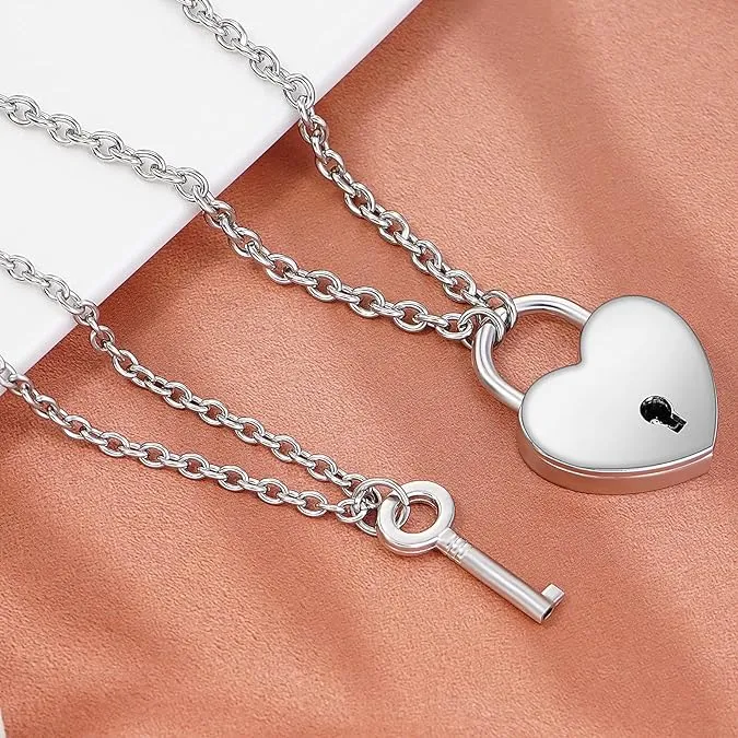 Good Girl and Master Heart Lock Key Pendant Necklaces