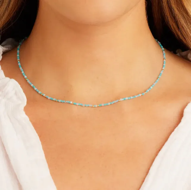 Gorjana Poppy Gem Necklace (Blue Lace Agate)