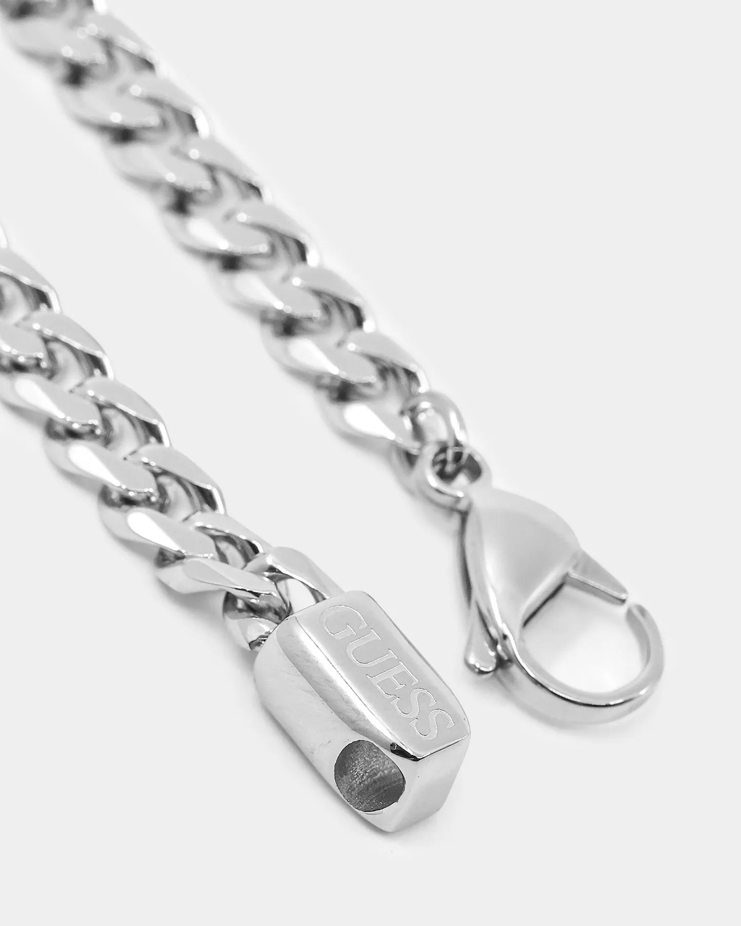 Guess Mainline Log-In 11mm Triple 4G Curb Chain Bracelet Steel