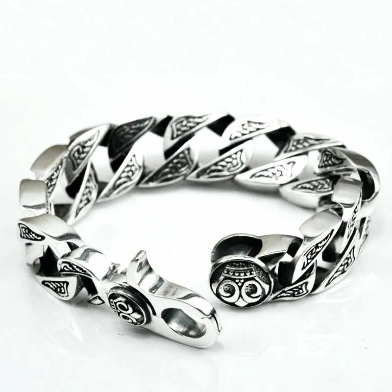 Handmade Crowned Thai Silver Link Bracelet