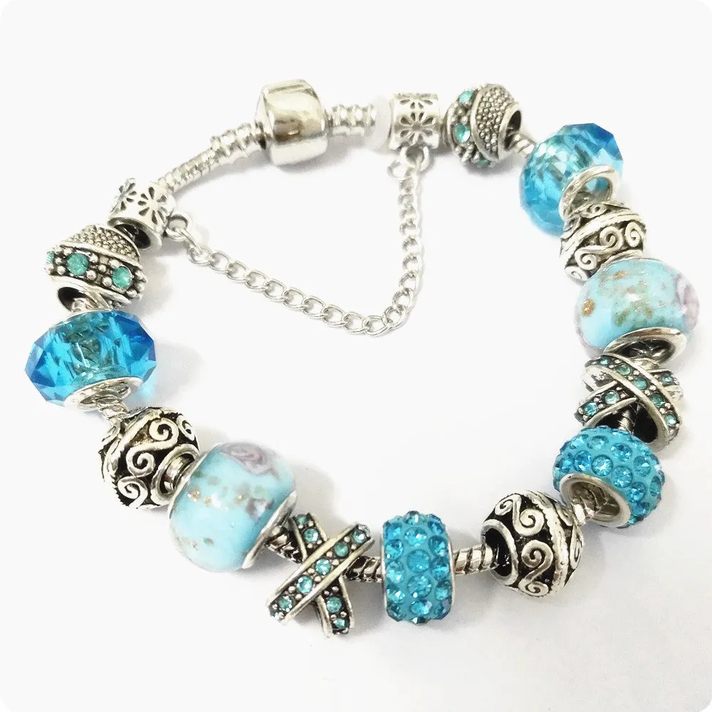 Handmade glass beaded crystal beaded bracelet