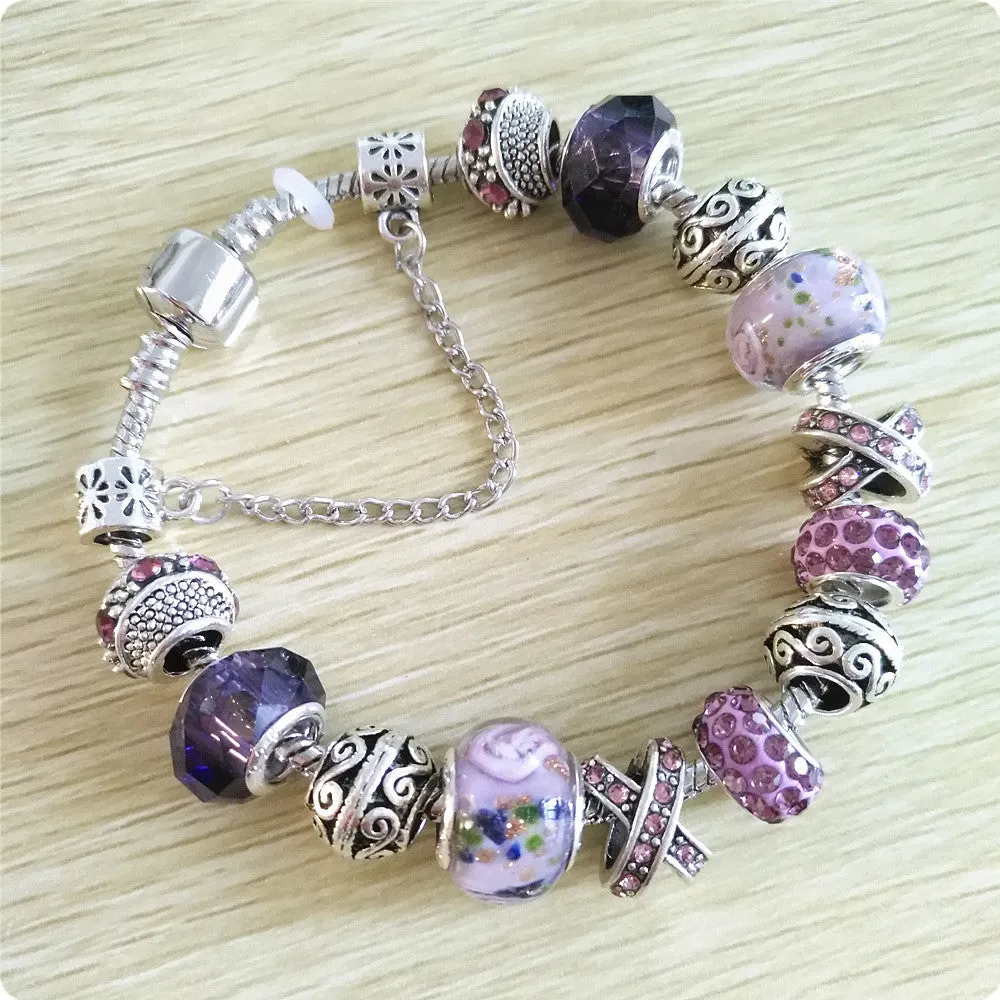 Handmade glass beaded crystal beaded bracelet