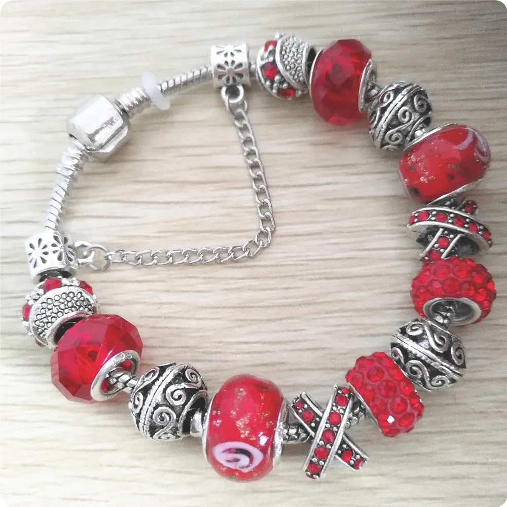 Handmade glass beaded crystal beaded bracelet