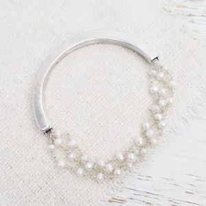 Handmade Multi Bead Chain of White Pearls Bracelet