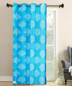 Heart Home Leaf Printed 7 ft Door Curtain for Living Room, Bed Room, Kids Room with 8 Eyelet (Blue)-Hs43Hearth25589(Polyester_Blue)