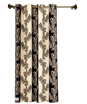 Heart Home Leaf Printed Home Décor Door Curtain with 8 Eyelet, 7 ft (Brown)-Hs43Hearth25598(Polyester_Brown)