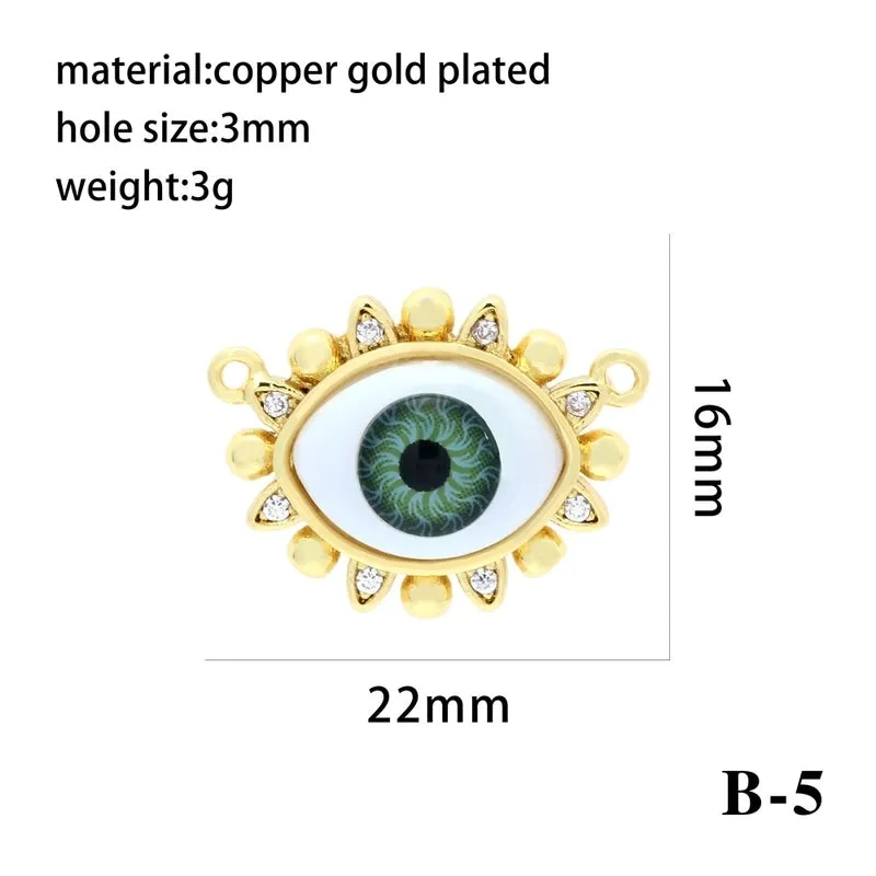 Hip-hop Classic Style Eye Gold Plated Zircon Resin Copper Wholesale Pendants