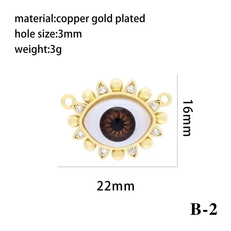 Hip-hop Classic Style Eye Gold Plated Zircon Resin Copper Wholesale Pendants