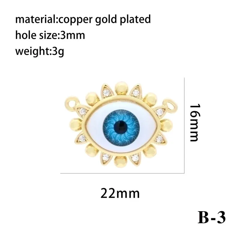 Hip-hop Classic Style Eye Gold Plated Zircon Resin Copper Wholesale Pendants