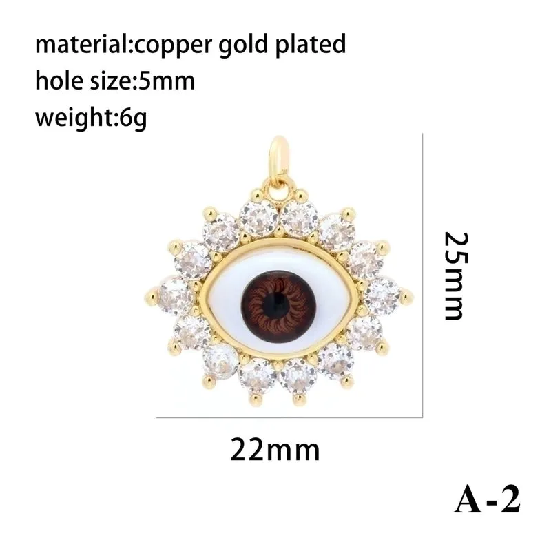 Hip-hop Classic Style Eye Gold Plated Zircon Resin Copper Wholesale Pendants