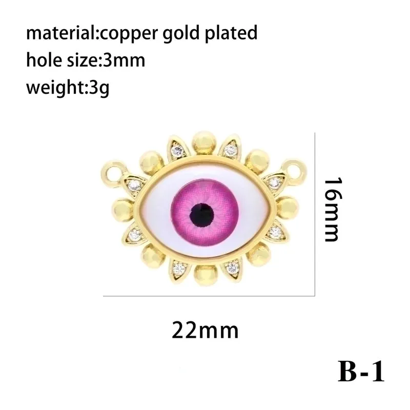 Hip-hop Classic Style Eye Gold Plated Zircon Resin Copper Wholesale Pendants