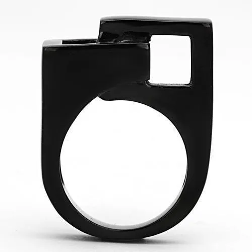 IP Black(Ion Plating) Stainless Steel Ring with No Stone for Women Style TK989