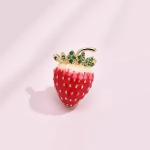 Japanese New Cute Small Strawberry Brooch Personalized Fruit Anti-light Buckle Small Fragrant Style Collar Pin Fashion Accessories Wholesale