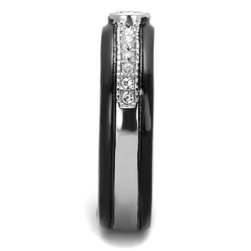 Jewellery Kingdom Ladies 5mm Band Bezel Cubic Zirconia Wedding No Tarnish Ring (Black)