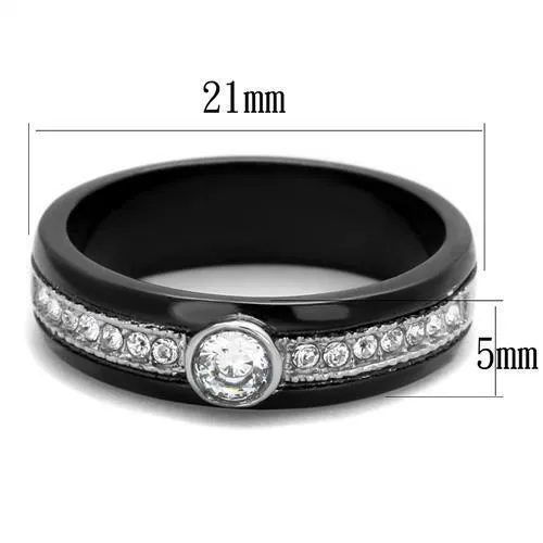 Jewellery Kingdom Ladies 5mm Band Bezel Cubic Zirconia Wedding No Tarnish Ring (Black)