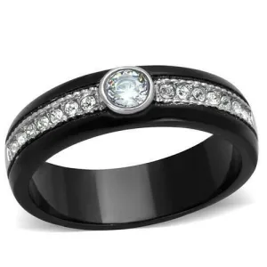 Jewellery Kingdom Ladies 5mm Band Bezel Cubic Zirconia Wedding No Tarnish Ring (Black)