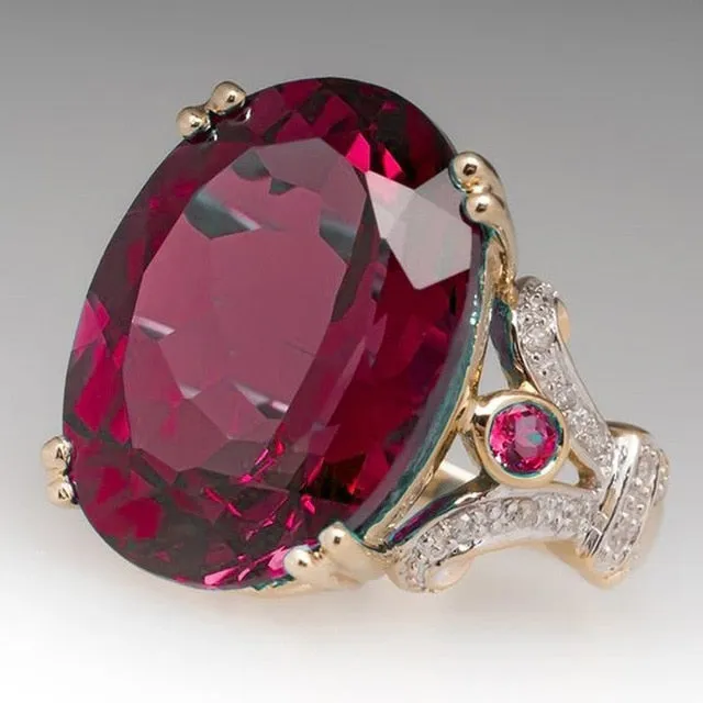 jewelry Fashion wine red round gems ladies ring