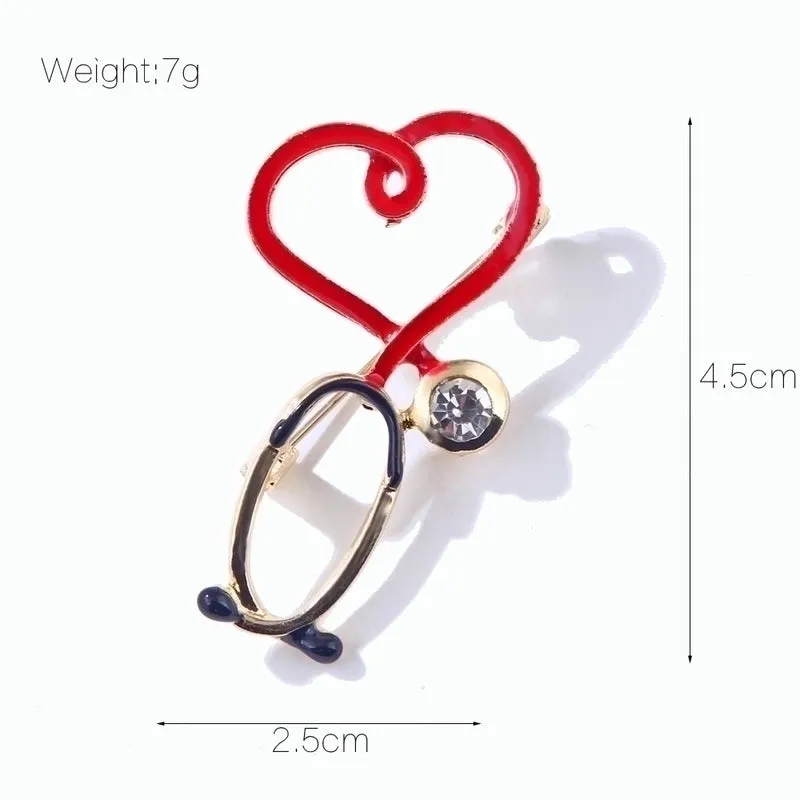 Korean Style Pin Heart Shape Alloy Enamel Plating Inlay Rhinestones Unisex Brooches