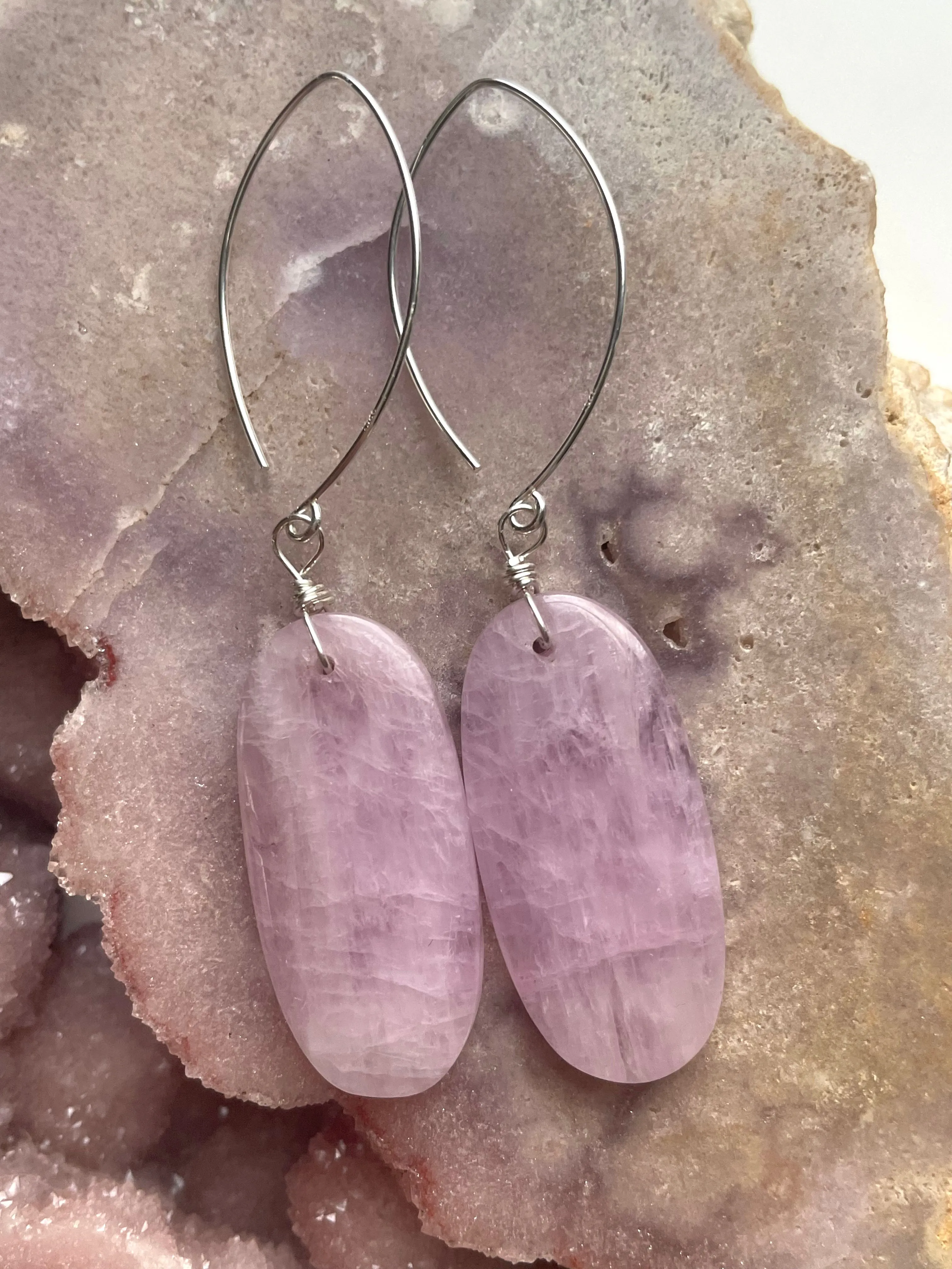 Kunzite Statement Earrings Sterling Silver