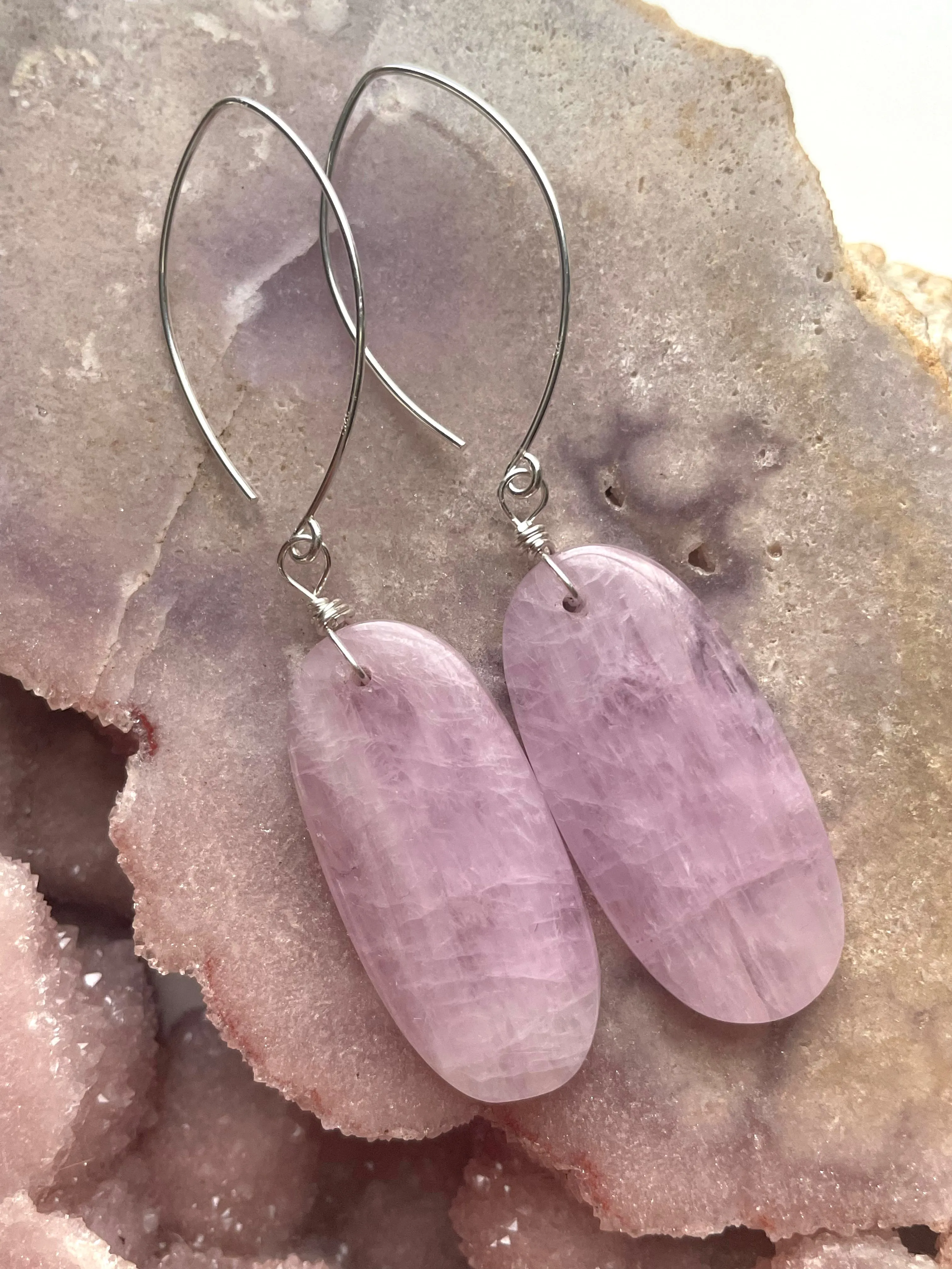 Kunzite Statement Earrings Sterling Silver